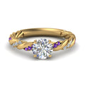 Thumbnail 83 - round-cut-purple-topaz-twisted-vine-engagement-ring-in-yellow-gold-FD9127RORGVITO-NL-YG