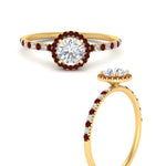 Load image into Gallery viewer, round-cut-ruby-halo-petite-engagement-ring-in-yellow-gold-FD8523RORGRUDRANGLE3-NL-YG
