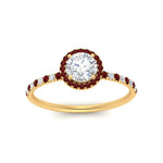 Load image into Gallery viewer, round-cut-ruby-halo-petite-engagement-ring-in-yellow-gold-FD8523RORGRUDRANGLE3-NL-YG
