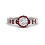 Load image into Gallery viewer, round-cut-ruby-halo-wedding-ring-set-in-white-gold-FD8523ROGRUDR-NL-WG
