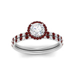 Load image into Gallery viewer, round-cut-ruby-halo-wedding-ring-set-in-white-gold-FD8523ROGRUDR-NL-WG
