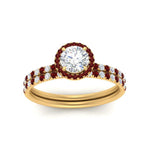 Load image into Gallery viewer, round-cut-ruby-halo-wedding-ring-set-in-yellow-gold-FD8523ROGRUDR-NL-YG
