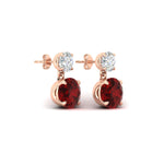 Load image into Gallery viewer, round-cut-ruby-stud-earrings-with-drop-design-in-rose-gold-fdear11550rogrudrangle4-nl-rg.jpg?v=1769066477