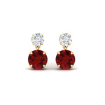 Load image into Gallery viewer, round-cut-ruby-stud-earrings-with-drop-design-in-yellow-gold-fdear11550rogrudrangle2-nl-yg.jpg?v=1769066477