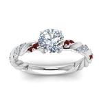 Load image into Gallery viewer, round-cut-ruby-twisted-vine-engagement-ring-in-white-gold-FD9127RORGRUDRANGLE5-NL-WG