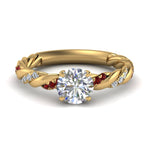 Load image into Gallery viewer, round-cut-ruby-twisted-vine-engagement-ring-in-yellow-gold-FD9127RORGRUDR-NL-YG