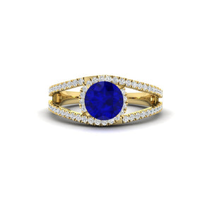 Round Gemstone Halo Swirl Split Ring