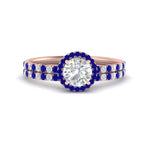 Load image into Gallery viewer, round-cut-sapphire-halo-wedding-ring-set-in-rose-gold-FD8523ROGSABL-NL-RG

