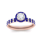 Load image into Gallery viewer, round-cut-sapphire-halo-wedding-ring-set-in-rose-gold-FD8523ROGSABL-NL-RG
