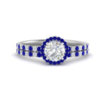 Load image into Gallery viewer, round-cut-sapphire-halo-wedding-ring-set-in-white-gold-FD8523ROGSABL-NL-WG
