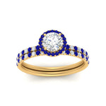 Load image into Gallery viewer, round-cut-sapphire-halo-wedding-ring-set-in-yellow-gold-FD8523ROGSABL-NL-YG
