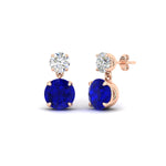 Load image into Gallery viewer, round-cut-sapphire-stud-earrings-with-drop-design-in-rose-gold-fdear11550rogsablangle1-nl-rg.jpg?v=1769066477