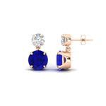 Load image into Gallery viewer, round-cut-sapphire-stud-earrings-with-drop-design-in-rose-gold-fdear11550rogsablangle3-nl-rg.jpg?v=1769066477