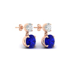Load image into Gallery viewer, round-cut-sapphire-stud-earrings-with-drop-design-in-rose-gold-fdear11550rogsablangle4-nl-rg.jpg?v=1769066477