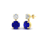 Load image into Gallery viewer, round-cut-sapphire-stud-earrings-with-drop-design-in-yellow-gold-fdear11550rogsablangle1-nl-yg.jpg?v=1769066477