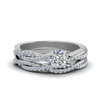 Load image into Gallery viewer, round-cut-simple-diamond-twisted-vine-bridal-ring-sets-in-14K-white-gold-FD8233RO-NL-WG
