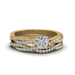 Load image into Gallery viewer, round-cut-simple-diamond-twisted-vine-bridal-ring-sets-in-14K-yellow-gold-FD8233RO-NL-YG
