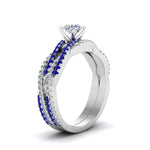 Load image into Gallery viewer, round-cut-simple-diamond-twisted-vine-bridal-ring-sets-with-blue-sapphire-in-14K-white-gold-FD8233ROGSABL-NL-WG
