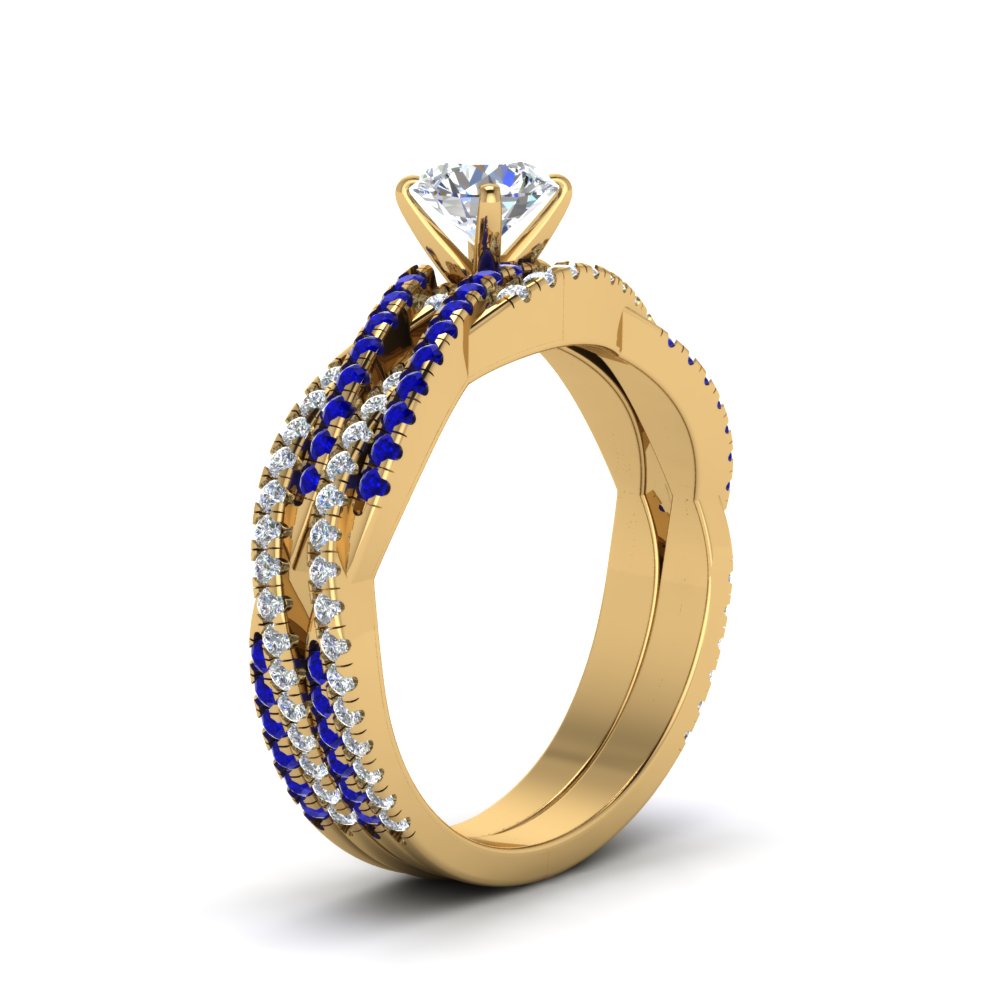 round-cut-simple-diamond-twisted-vine-bridal-ring-sets-with-blue-sapphire-in-14K-yellow-gold-FD8233ROGSABL-NL-YG