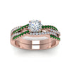Load image into Gallery viewer, round-cut-simple-diamond-twisted-vine-bridal-ring-sets-with-emerald-in-14K-rose-gold-FD8233ROGEMGR-NL-RG