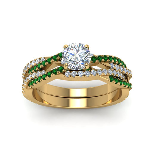 round-cut-simple-diamond-twisted-vine-bridal-ring-sets-with-emerald-in-14K-yellow-gold-FD8233ROGEMGR-NL-YG