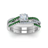 Load image into Gallery viewer, round-cut-simple-diamond-twisted-vine-bridal-ring-sets-with-emerald-in-950-Platinum-FD8233ROGEMGR-NL-WG