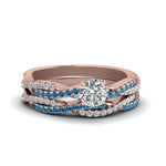 Load image into Gallery viewer, round-cut-simple-diamond-twisted-vine-bridal-ring-sets-with-ice-blue-topaz-in-14K-rose-gold-FD8233ROGICBLTO-NL-RG
