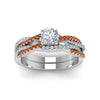 Load image into Gallery viewer, round-cut-simple-diamond-twisted-vine-bridal-ring-sets-with-orange-sapphire-in-950-Platinum-FD8233ROGSAOR-NL-WG