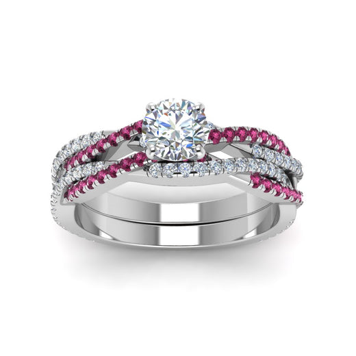 round-cut-simple-diamond-twisted-vine-bridal-ring-sets-with-pink-sapphire-in-14K-white-gold-FD8233ROGSADRPI-NL-WG