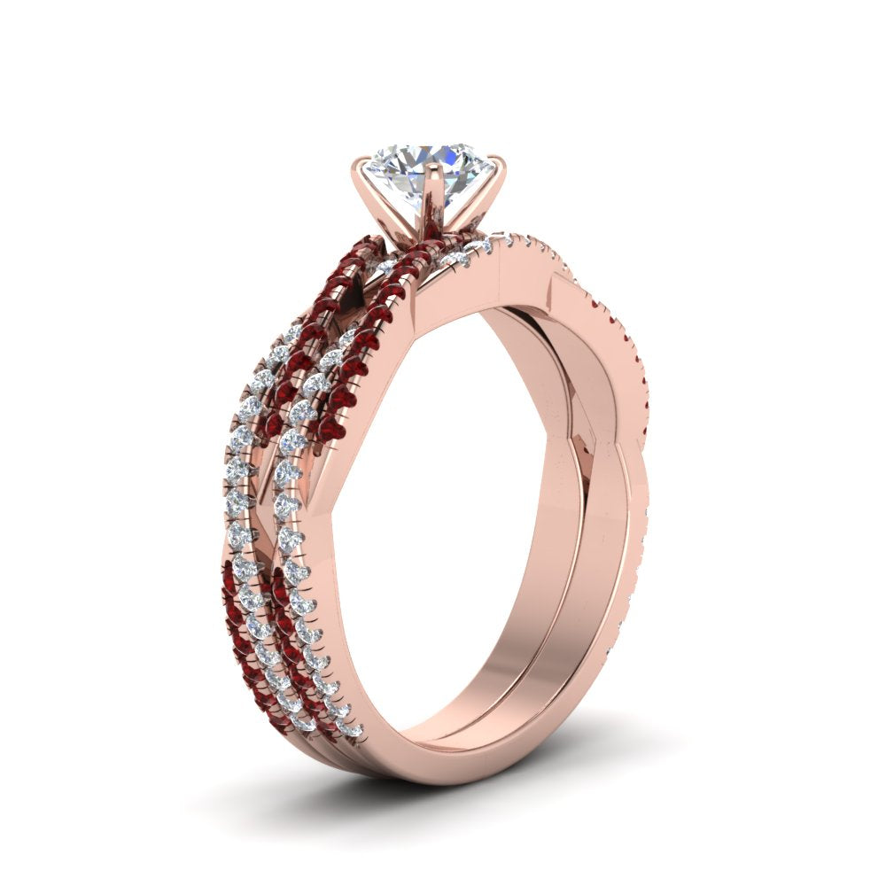round-cut-simple-diamond-twisted-vine-bridal-ring-sets-with-ruby-in-14K-rose-gold-FD8233ROGRUDR-NL-RG