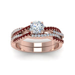 Load image into Gallery viewer, round-cut-simple-diamond-twisted-vine-bridal-ring-sets-with-ruby-in-14K-rose-gold-FD8233ROGRUDR-NL-RG

