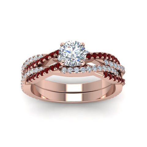 round-cut-simple-diamond-twisted-vine-bridal-ring-sets-with-ruby-in-14K-rose-gold-FD8233ROGRUDR-NL-RG