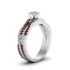 Load image into Gallery viewer, round-cut-simple-diamond-twisted-vine-bridal-ring-sets-with-ruby-in-14K-white-gold-FD8233ROGRUDR-NL-WG
