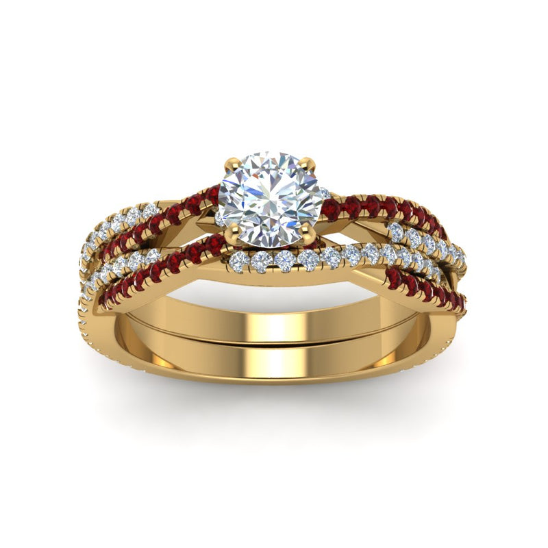 round-cut-simple-diamond-twisted-vine-bridal-ring-sets-with-ruby-in-14K-yellow-gold-FD8233ROGRUDR-NL-YG