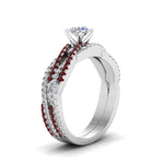 Load image into Gallery viewer, round-cut-simple-diamond-twisted-vine-bridal-ring-sets-with-ruby-in-950-Platinum-FD8233ROGRUDR-NL-WG

