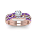 Thumbnail 52 - round-cut-simple-diamond-twisted-vine-bridal-ring-sets-with-violac-topaz-in-14K-rose-gold-FD8233ROGVITO-NL-RG