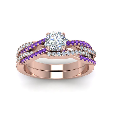 round-cut-simple-diamond-twisted-vine-bridal-ring-sets-with-violac-topaz-in-14K-rose-gold-FD8233ROGVITO-NL-RG