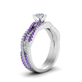 Thumbnail 88 - round-cut-simple-diamond-twisted-vine-bridal-ring-sets-with-violac-topaz-in-14K-white-gold-FD8233ROGVITO-NL-WG