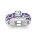 Thumbnail 87 - round-cut-simple-diamond-twisted-vine-bridal-ring-sets-with-violac-topaz-in-14K-white-gold-FD8233ROGVITO-NL-WG