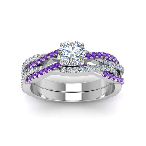 round-cut-simple-diamond-twisted-vine-bridal-ring-sets-with-violac-topaz-in-14K-white-gold-FD8233ROGVITO-NL-WG