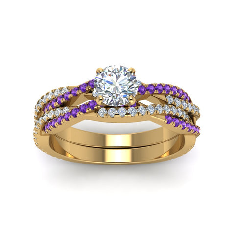 round-cut-simple-diamond-twisted-vine-bridal-ring-sets-with-violac-topaz-in-14K-yellow-gold-FD8233ROGVITO-NL-YG