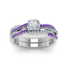 Load image into Gallery viewer, round-cut-simple-diamond-twisted-vine-bridal-ring-sets-with-violac-topaz-in-950-Platinum-FD8233ROGVITO-NL-WG