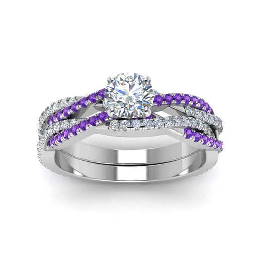 round-cut-simple-diamond-twisted-vine-bridal-ring-sets-with-violac-topaz-in-950-Platinum-FD8233ROGVITO-NL-WG