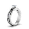 Load image into Gallery viewer, round-cut-simple-twisted-vine-bridal-ring-sets-with-black-diamond-in-14K-white-gold-FD8233ROGBLACK-NL-WG