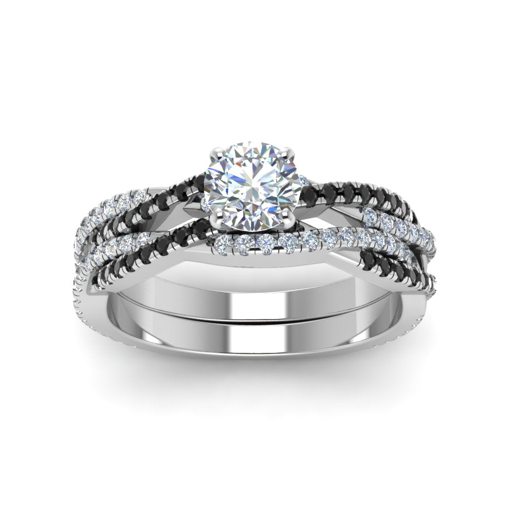round-cut-simple-twisted-vine-bridal-ring-sets-with-black-diamond-in-14K-white-gold-FD8233ROGBLACK-NL-WG