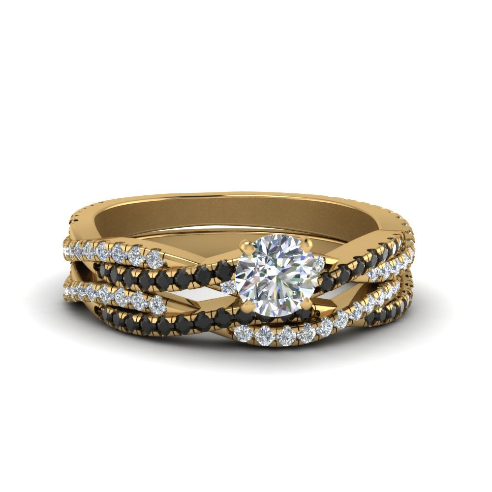 round-cut-simple-twisted-vine-bridal-ring-sets-with-black-diamond-in-14K-yellow-gold-FD8233ROGBLACK-NL-YG