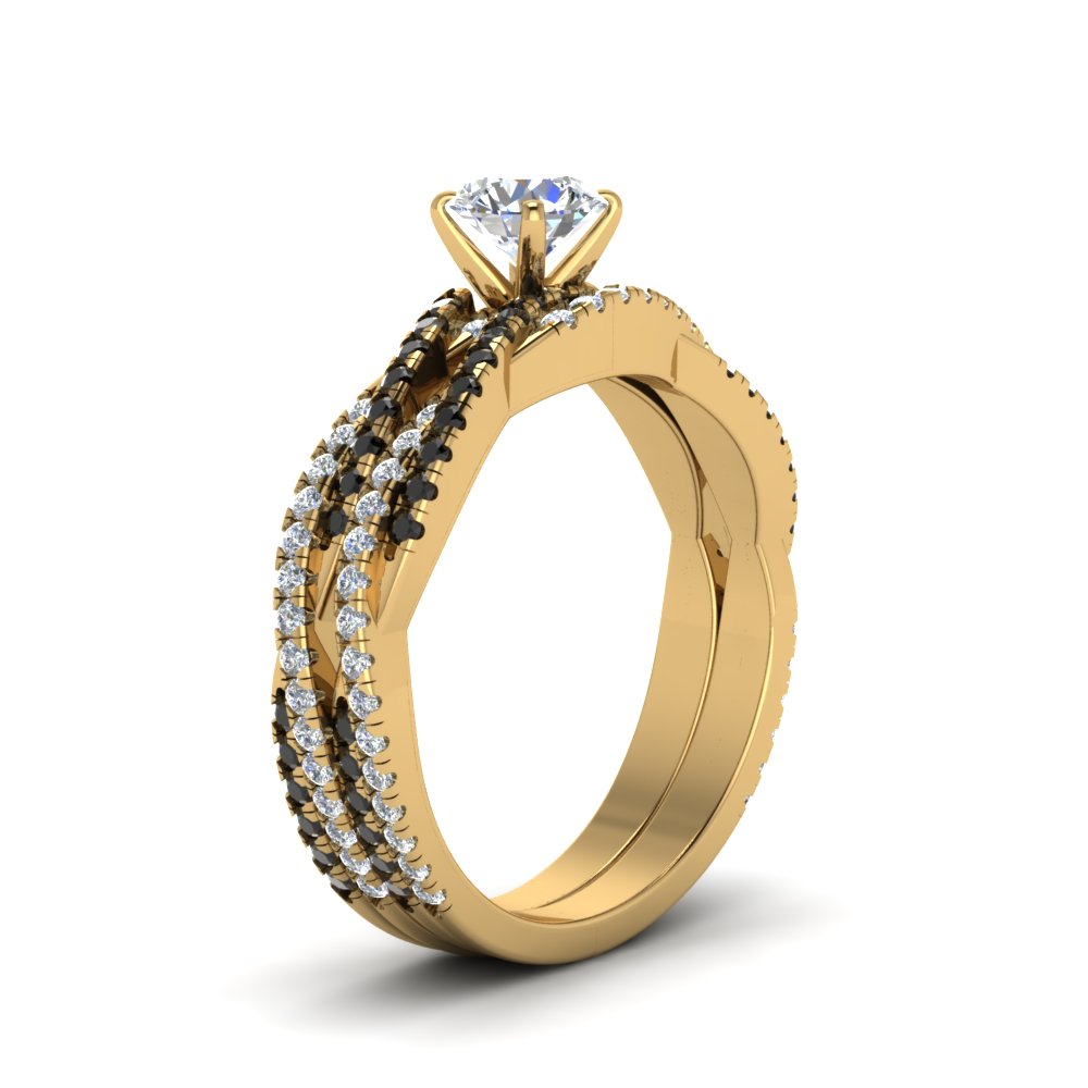round-cut-simple-twisted-vine-bridal-ring-sets-with-black-diamond-in-14K-yellow-gold-FD8233ROGBLACK-NL-YG