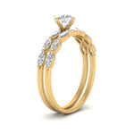 Load image into Gallery viewer, round-cut-single-prong-marquise-diamond-engagement-ring-and-band-in-FD9939RO-NL-YG
