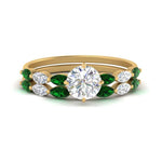 Load image into Gallery viewer, round-cut-single-prong-marquise-emerald-engagement-ring-and-band-in-FD9939ROGEMGR-NL-YG
