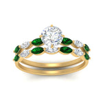 Load image into Gallery viewer, round-cut-single-prong-marquise-emerald-engagement-ring-and-band-in-FD9939ROGEMGR-NL-YG
